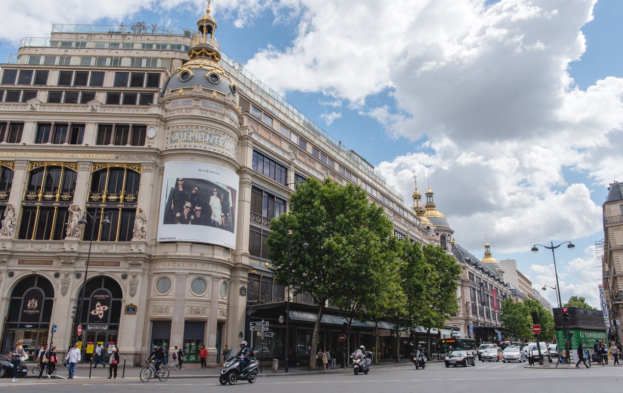 PARIS - JULY, 2016: Luxury Shopping Street Rue Saint Honore In