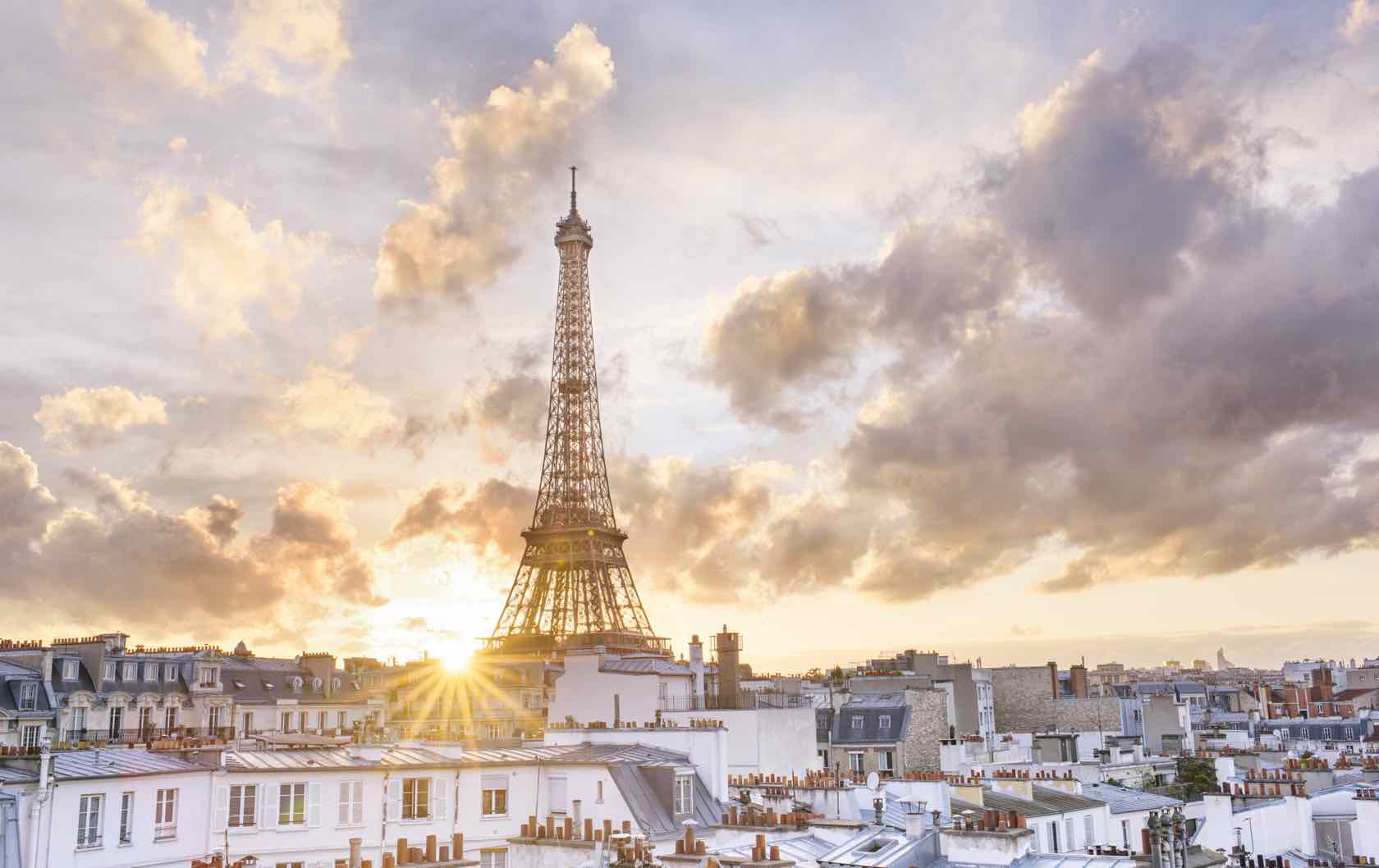 Франция Эйфелева башня рассвет