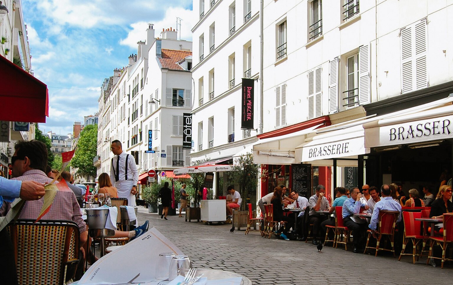 Paris rue Cler market street cafe