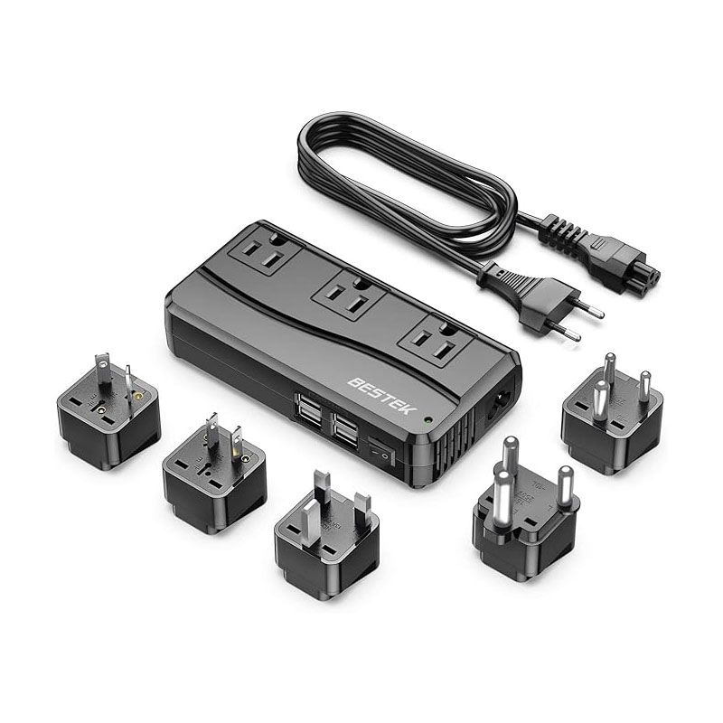 3-Outlet and 4-Port USB Travel Power Converter and Multiplug