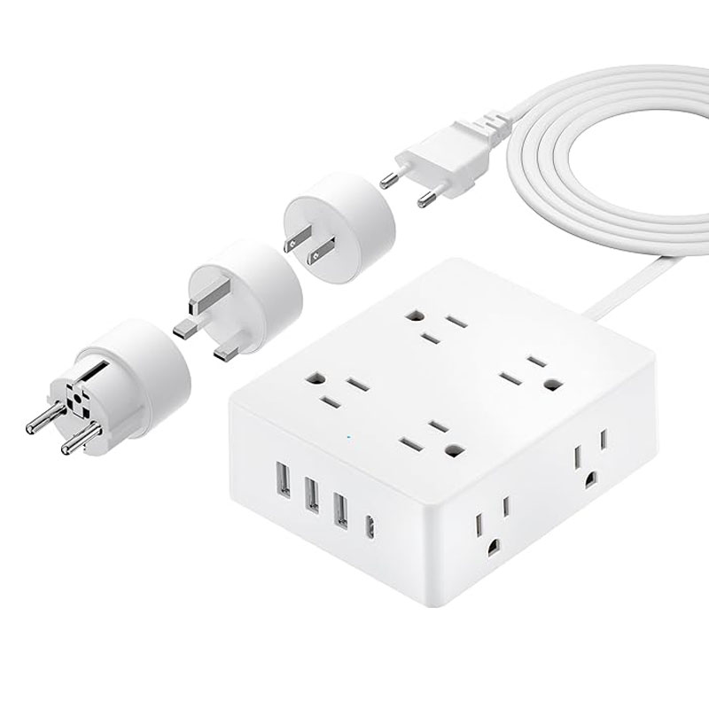 8-Outlet and 4-Port USB Travel Power Converter and Multiplug