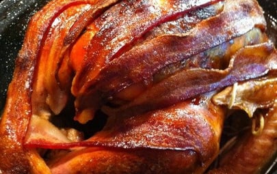 Recipe for Maple-Roasted Turkey with Sage, Smoked Bacon & Cornbread Stuffing